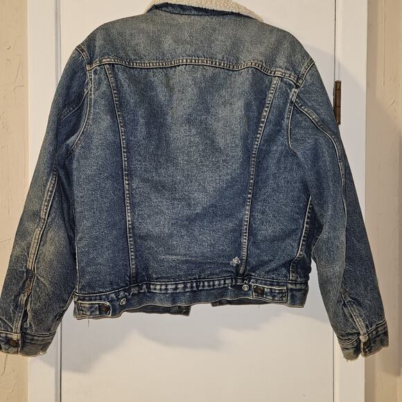 Levi's Vtg Jean Jacket Sherpa Lined Made In USA 40R Denim Jacket - Picture 6 of 11